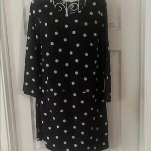 J. Crew 3/4 Sleeve Black Dress with White Dots